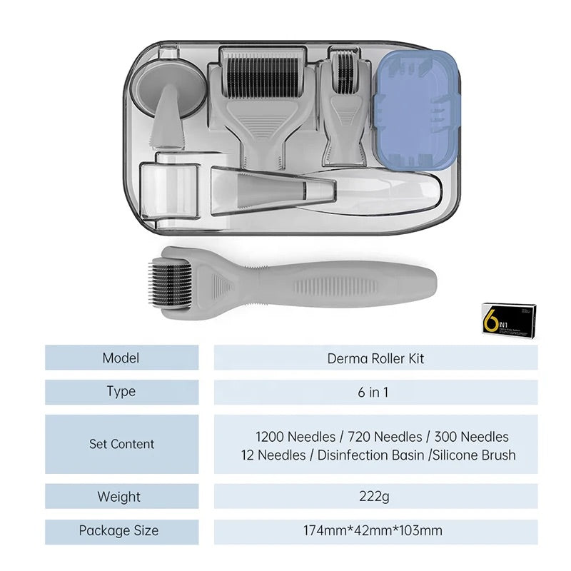 Dermaroller Kit 6 in 1 - 0.5 mm tot 1.5 mm – Minodeals